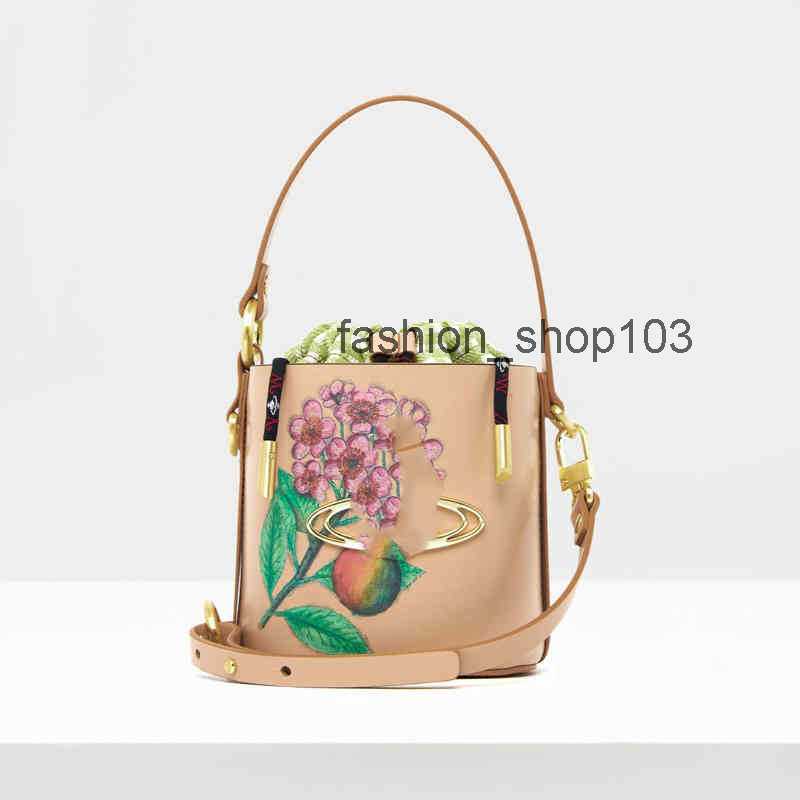 

Women's Bags Vi Saturn Bag Fashion Graffiti Oil Painting Bucket bag Painted leather for designer bag 2023, Pink bucket bag