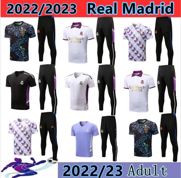 

2022-2023 Madrids Tracksuit Set Training Server 22/23 Benzema Men and Children's Football POLO shirt suits CHANDAL FUTBOL, White