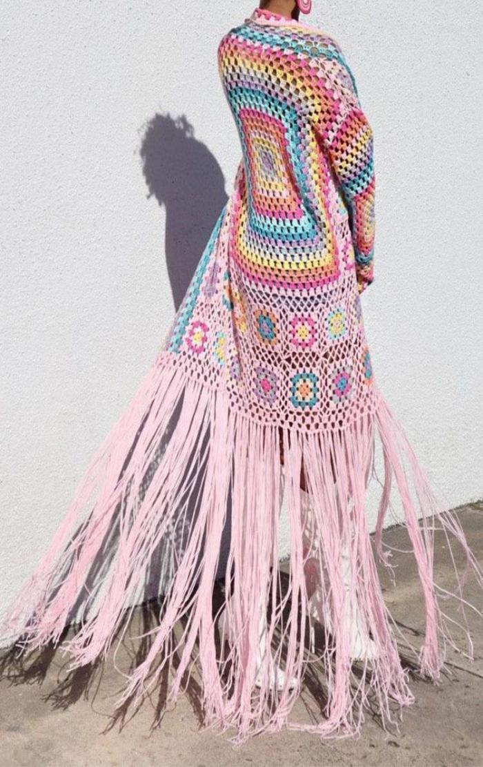 

Women039s Swimwear Boho Handmade Fringed Long Crochet Kimono Sexy Hollow Out Self Belted Bikini Wrap Dress Women Beachwear Swim3111065