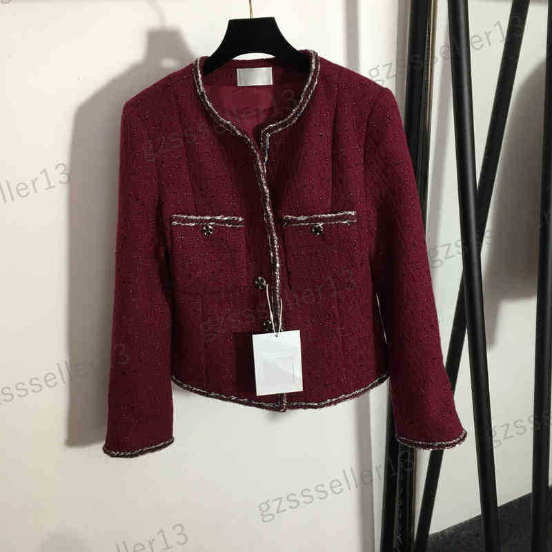 

Designer Womens Woolen Jacket CNL Fashion Brand Autumn Women Clothing Zip Top Sweater Camellia Silk Lined Woven Bound Tweed Jackets Cardigan