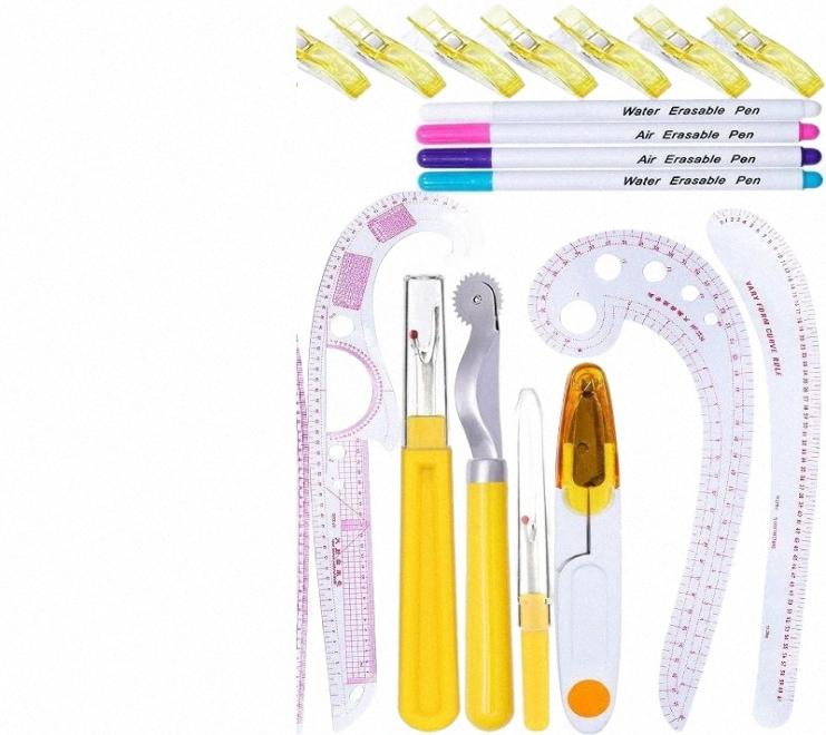 

sewing Notions Tools Nonvor French Curve Rulers Patchwork Metric Cutting Ruler Measure Kit Pattern Design Scissors Clips 222L3411604