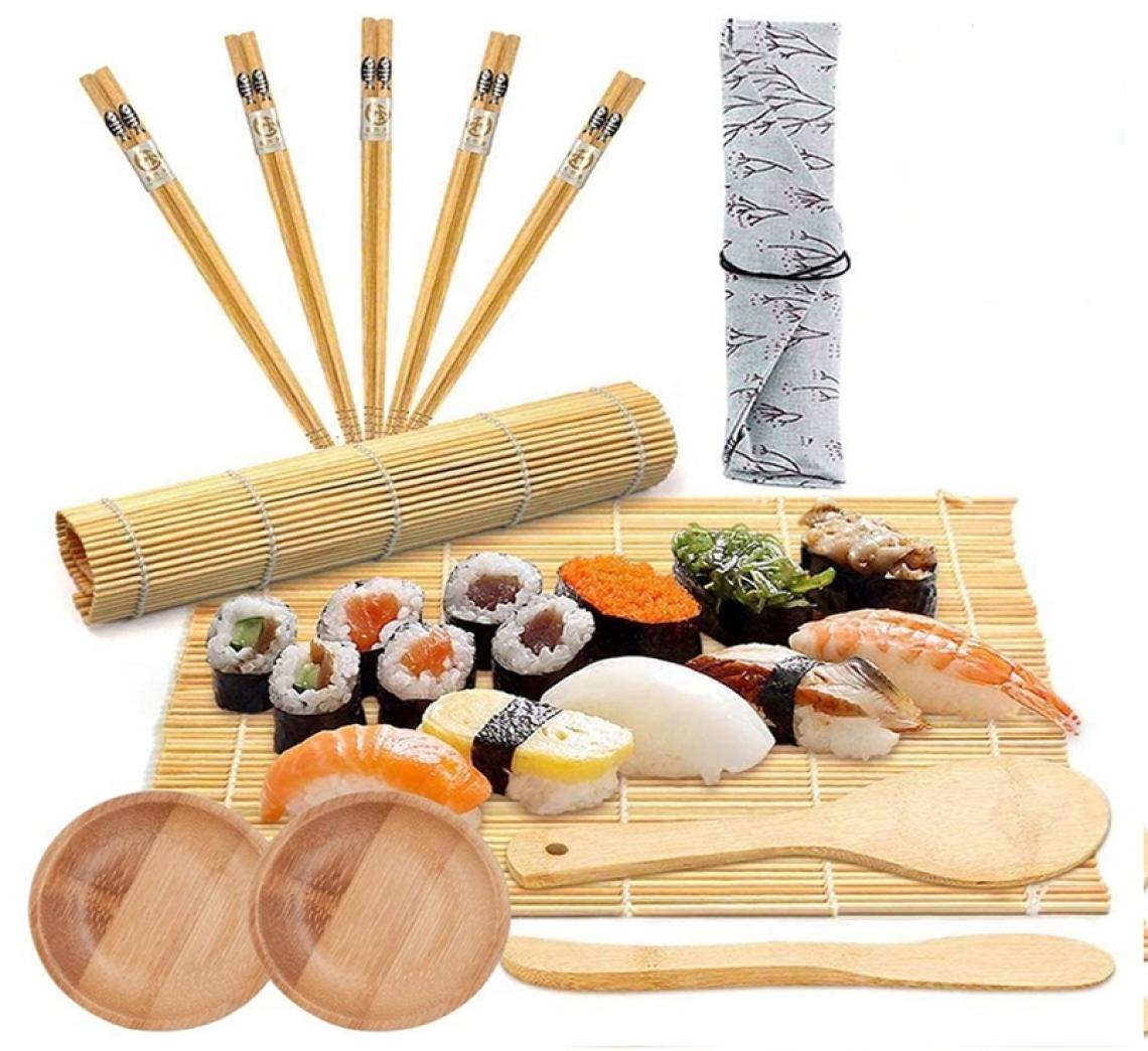 

Homemade Sushi Making Kit Bamboo Rolling Diy Sushi Maker Set of 12 Piece Kitchen Rice Rolling Mold Tools for Kids Beginners 220628