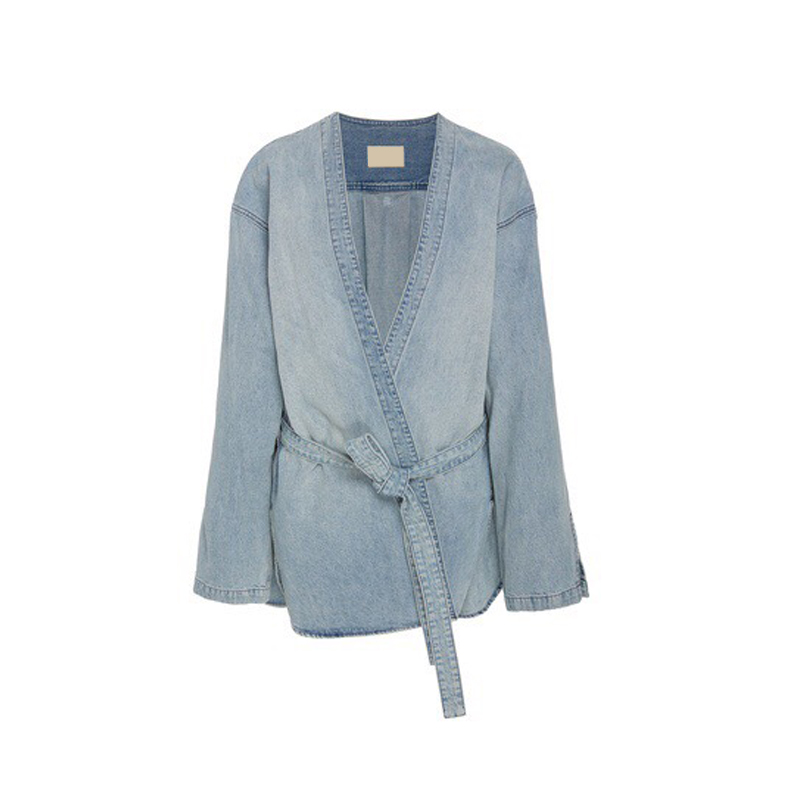 

22fw Autumn Winter Europe Coat Plus Size Men 6th Casual Washed High Street Women Thick Jeans Kimono Jacket, Blue jackets