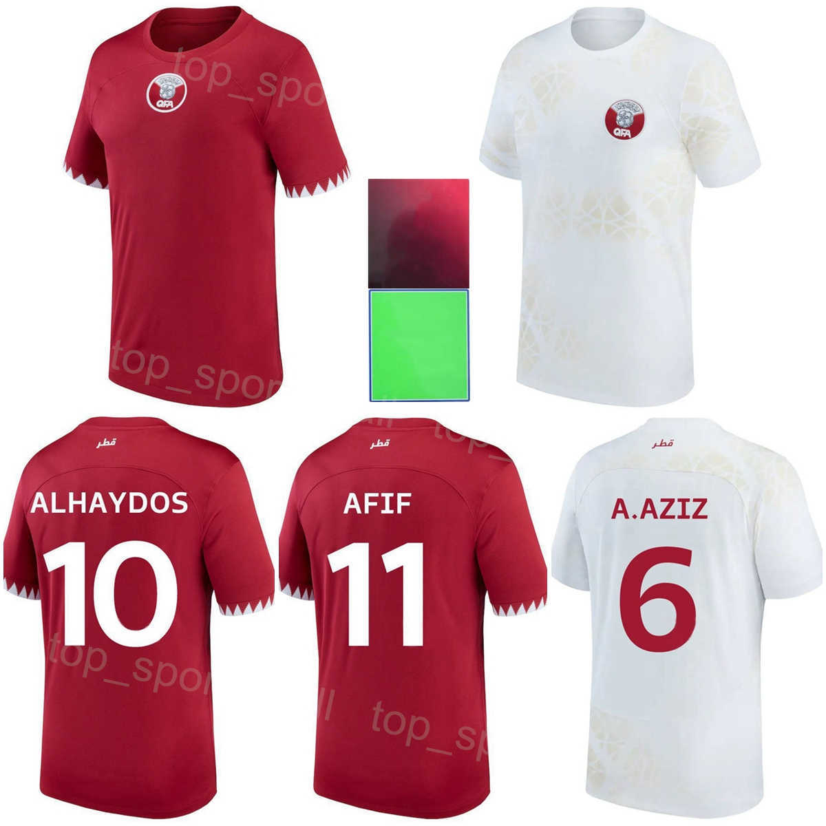 Équipe nationale Qatar Jerseys de football 2022-23 Coupe du monde 14 Ahmed 15 al-Rawi 11 afif 16 Khoukhi Boudiaf Hassan Hatem al-Sheeb Ali al-Hay