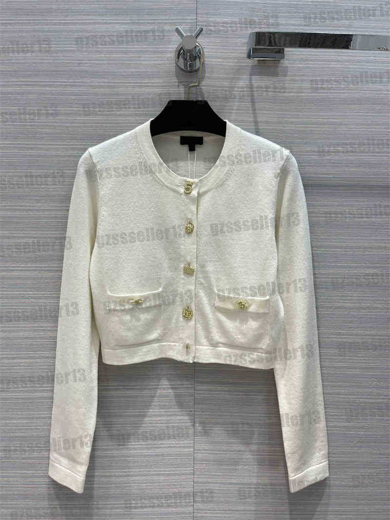 

Womens Designer Jacket Luxury Cardigans Jackets CNL Classic Crewneck Double Pocket Cardigan Short Women Jacket, 10