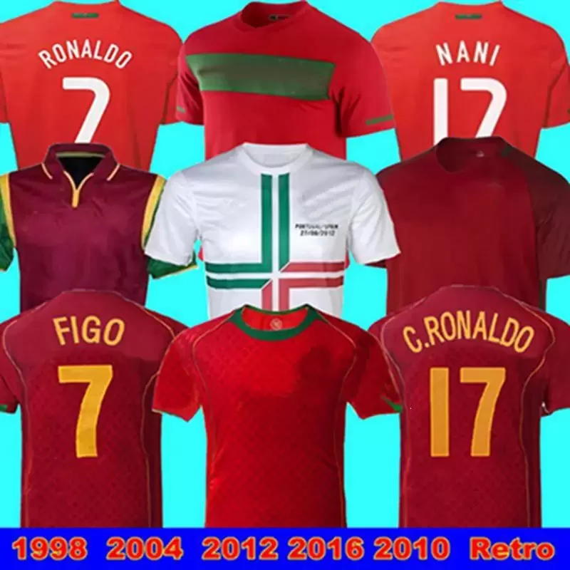

1998 2012 2016 2010 Portuguesa Retro C.RONALDO soccer Jerseys home FIGO nani 2002 2004 Play version JERSEY PUI COSTA thailand, 2010 home jersey