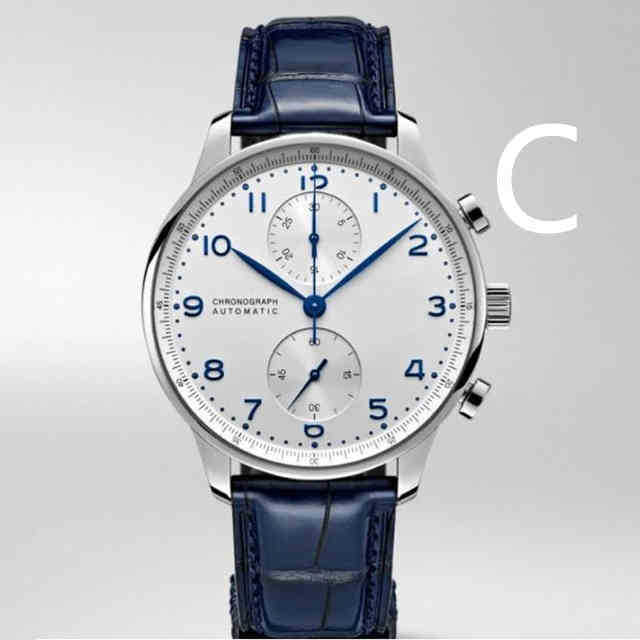

Coffee Leather Men Sapphire Rose Gold Watch Black Blue Chronograph Sport White Watches Pilot Portugieser Im1g