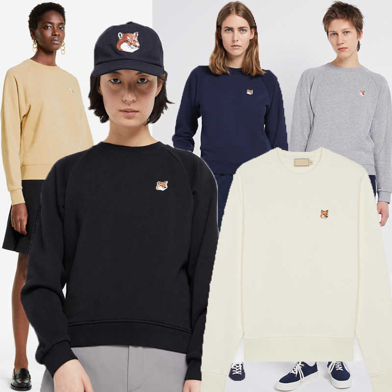 

Maison Kitsune Classic Women Designer Sweatshirt Embroidery Cotton Round Neck Sweater Pullover Hoodie, White