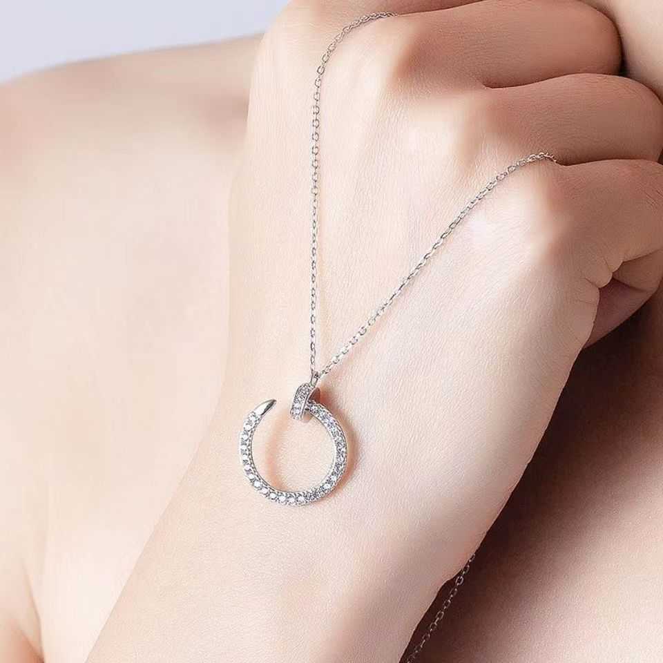 

Fashion Full Diamond Nail Necklace For woman Titanium Steel Love Pendant Necklace Classic Designer Jewelry