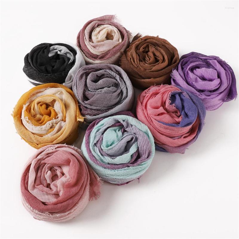 

Scarves 2022 Fashion Luxury Women Viscose Scarf Ombre Bubble Pleated Fringe Shawl Spring Autumn Wrap Hijab Lady Pashmina Foulards Stole