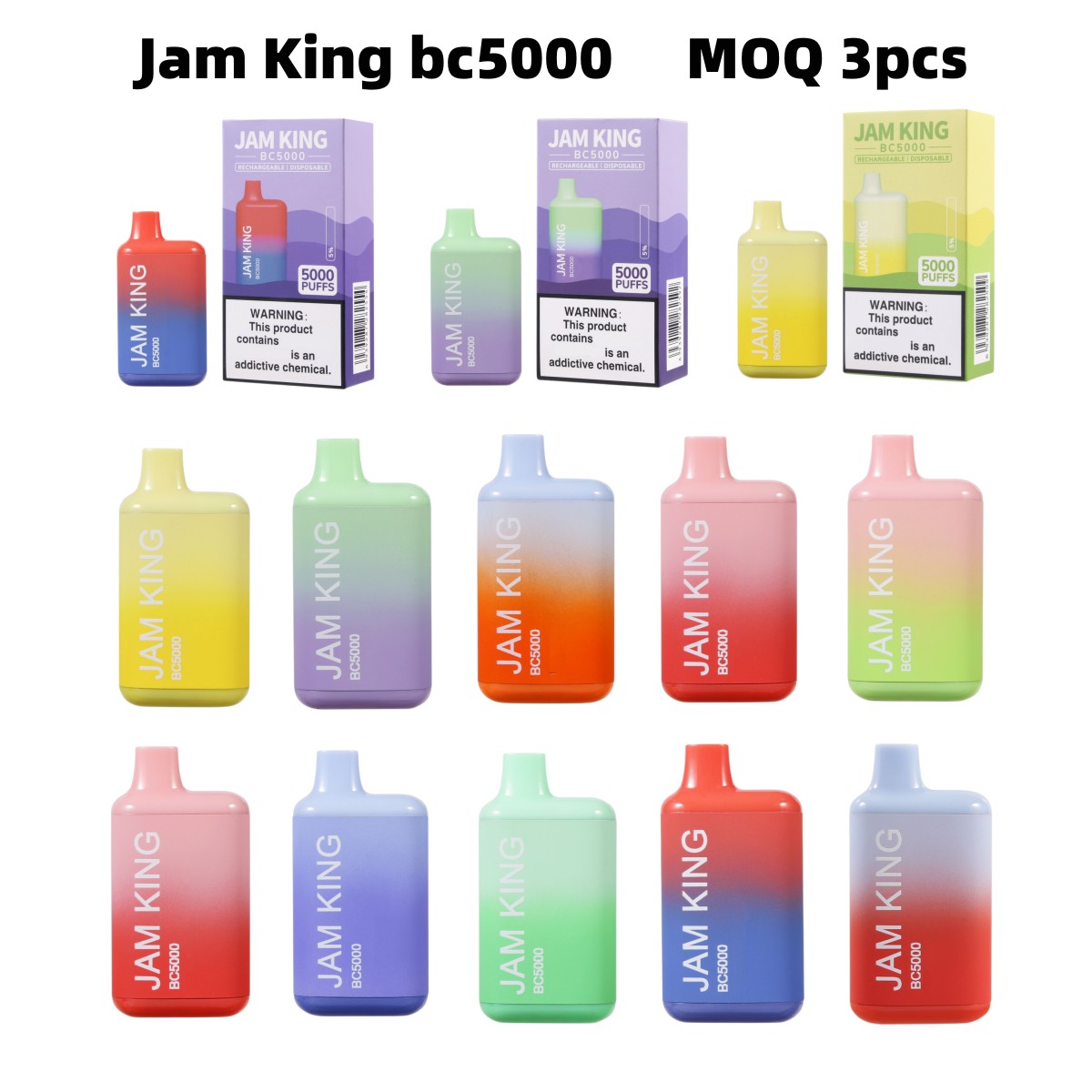 

Original bc5000 disposable vape pen e cigarette Jam King 5000puffs 13ml 650mAh Rechargeable Battery elfbar bulk wholesale vapes vs Elux Legend 3500 Puff 2800