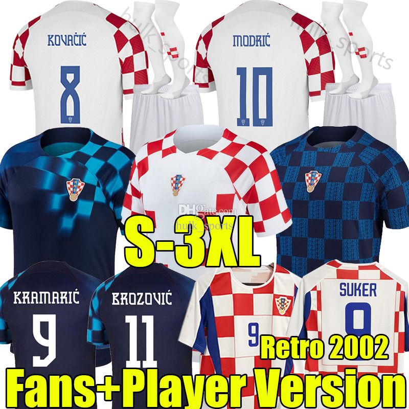 

XXXL 2022 Croacia MODRIC World Cup soccer jerseys 22/23 CroatiaS MANDZUKIC PERISIC KALINIC KOVACIC SUKER Retro 98 02 Football Shirt men kids, Man home (keluodiya)