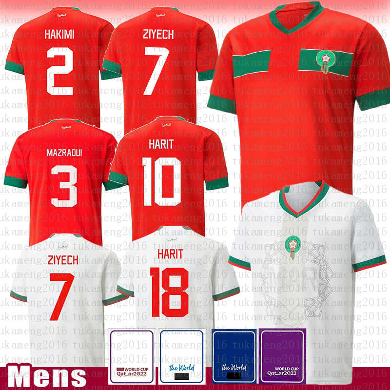 

2022 2023 New Morocco Mens Soccer Jersey TAGNAOUTI Uniforms BENOUN ATTIYAT-ALLAH DARI YAMIQ ZIYECH SABIRI AMALLAH JABRANE White, Mens(moluoge)