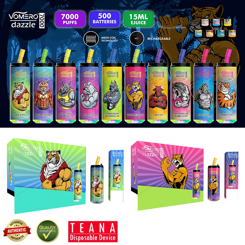 

Original Vomero Dazzle 7000 E Cigarette Fashinable Disposable Vapes Mesh Coil Rechargeable 500mAh Pen Device 15ml Prefilled Pod Carts 10 Flavrs