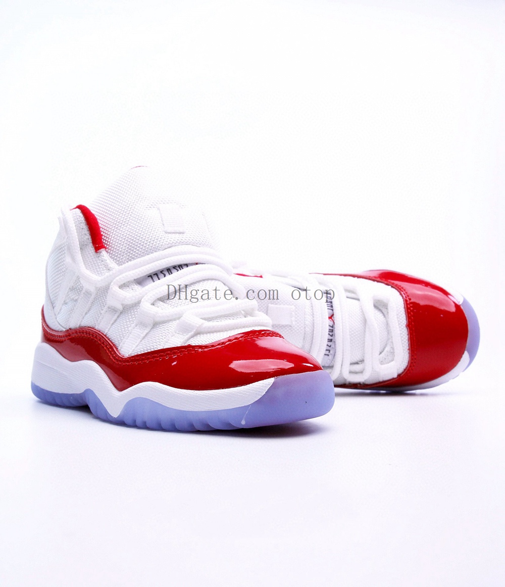 

Kids 2022 11 Cherry Red White Shoes PS Kid 11s Cool Grey Toddler Basketball Shoe Concord 45 Boys Girls Youth Space Jam Sports Sneakers Size 11C-3Y 28-35, White and pink