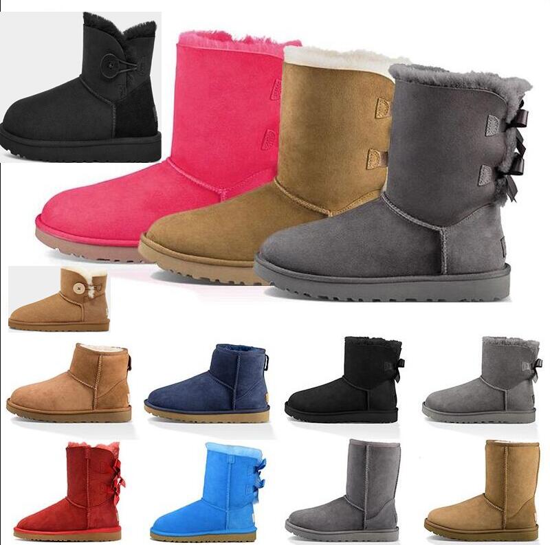 

Women Boots Snow Boots Ankle Bowtie Short Mini Australia Classic Knee Tall Winter Designer Bailey Bow Black Grey Chestnut Red Hot Wgg, Box
