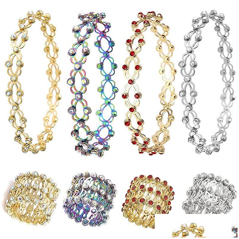 

Band Rings 2 In 1 Magic Retractable Ring Bracelet Stretchable Twist Folding Crystal Rhinestone Rings Bracelets For Women Jewelry Gif Dhudh