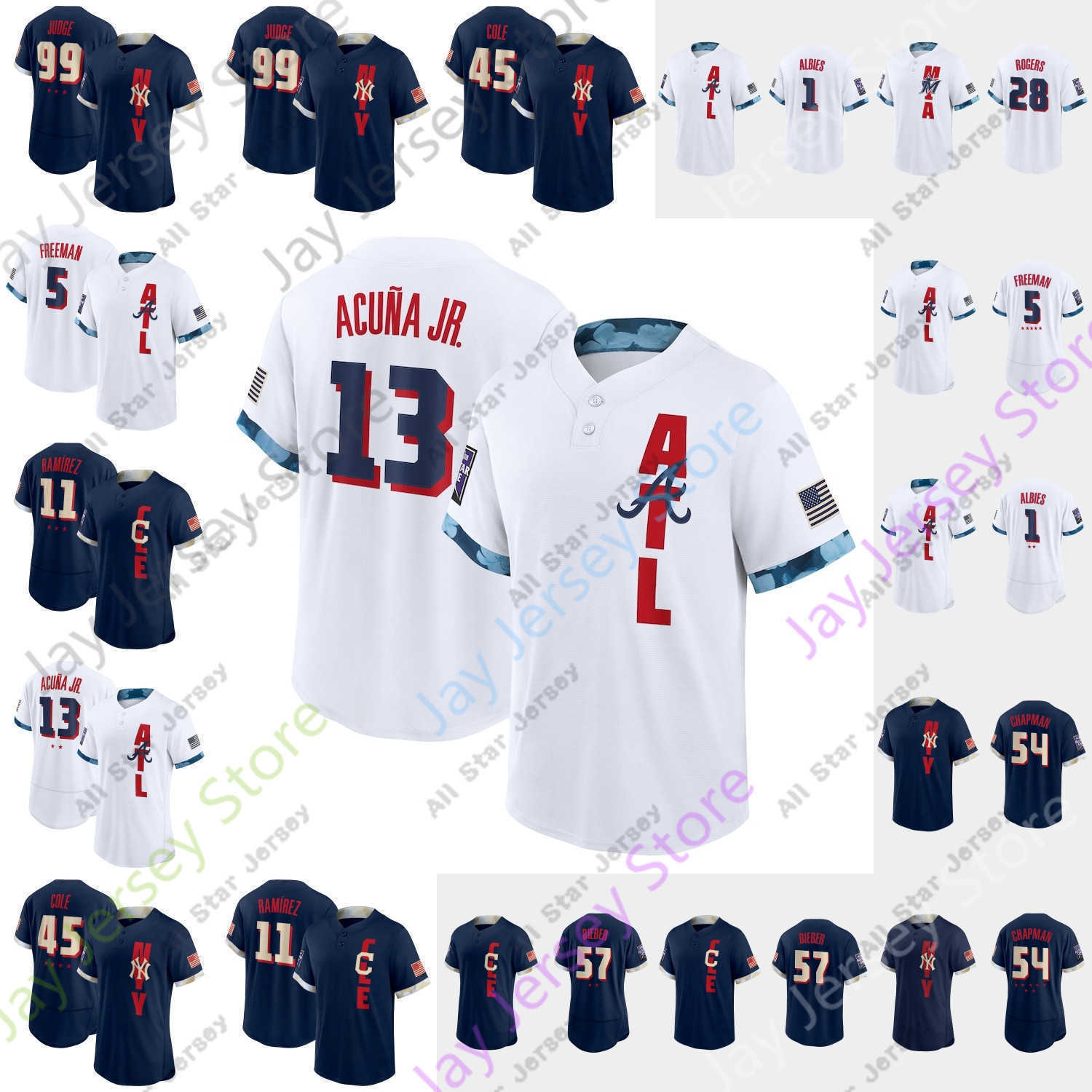 

Baseball Jerseys 2021 All-Star Jersey Aaron Judge Aroldis Chapman Freddie Freeman Gerrit Cole Jose Ramirez Ozzie Albies Ronald Acuna Jr. Shane Bieber Trevor, Ronald acuña jr. player