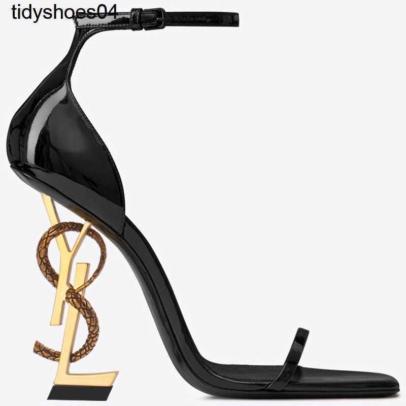 

Dress ShoesNew Women Designers Rois Summer Star French Celebrity Banquet Net Red Hate the Sky High One word Buckle Letter Size -39, Black/silver heel (8cm)