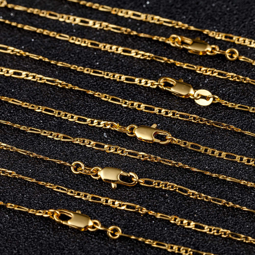 

Chains New Wholesale 1pcs 2mm 3 1 Fashion Gold Figaro Chain Necklaces For Men Jewelry 16inch-30inch Copper Plated Gold Chain 2019 Sale