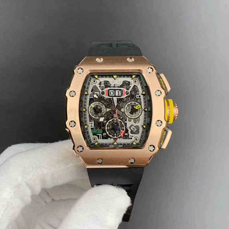 

Mens Mechanical Watch Richa Milles Business Leisure Rm11-03 Fully Automatic Mei Gold Case Tape Swiss Movement Wristwatches, Khaki