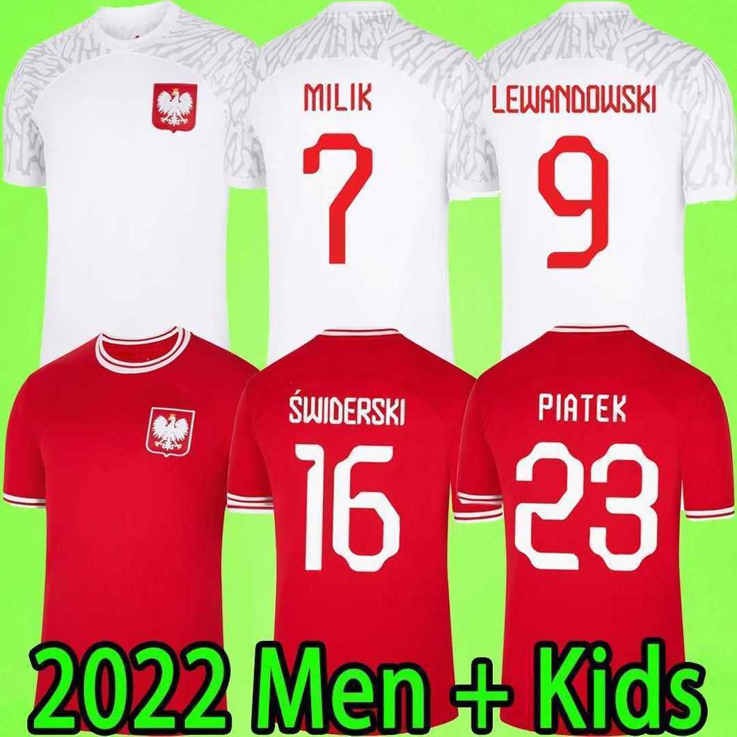 

polands 2022 LEWANDOWSKI Soccer Jerseys MEN KIDS KIT Polonia 2023 ZIELINSKI MILIK ZALEWSKI SZYMANSKI Polish football Shirt Polen uniform boy 22 23 Pologne BEDNAREK, 22-23 away + patch