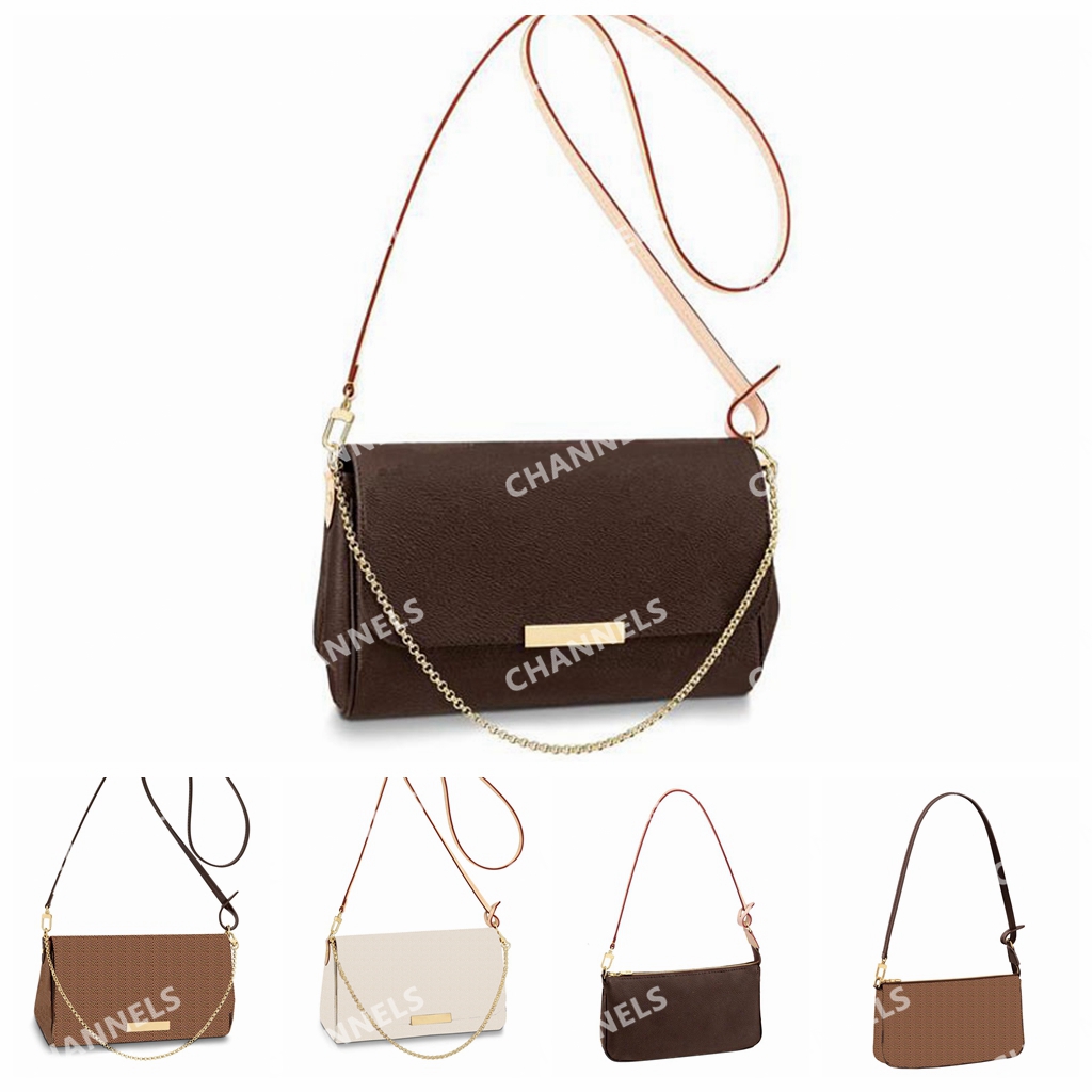 

Shoulder Bags Favorite MM PM Leather Designer Strap Chain Purses Women Lady Crossbody Bags Luxury Fashion Purse Pochette, Lk07 flower brown