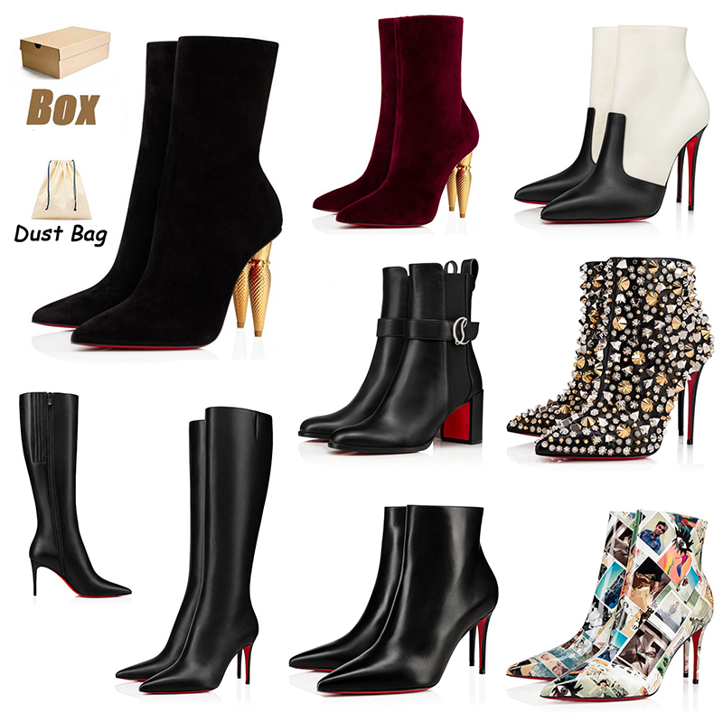 

with box designer pumps women red bottoms boots sexy stiletto high heels short booties pointed-toe new season booty over the knee bottom lipstick heelboot platform, B96 sail pink 36-40