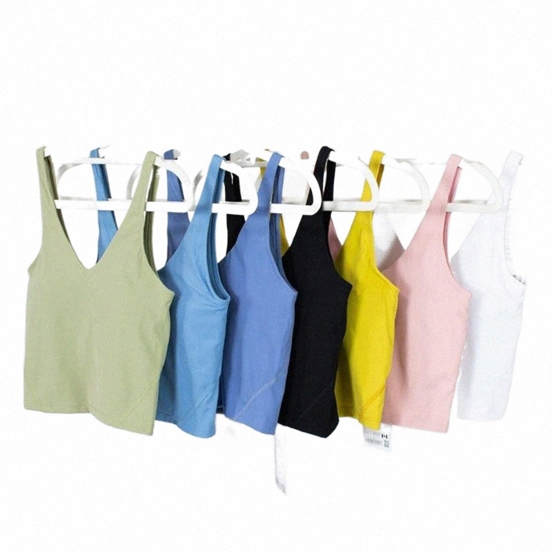 

LULU women Sports Yoga Bra Sexy Tank Top Tight Yoga Vest With Chest Pad No Buttery Soft Athletic Fitness Clothe Custom Logo Girls, #001