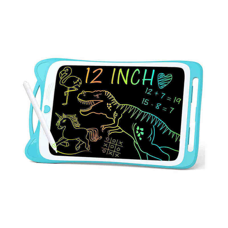 

12Inch Colorful Pad Kids Drawing Pad Doodle Board Toddler Scribbler Board Erasable Lcd Writing Tablet Light Drawing Table J220813