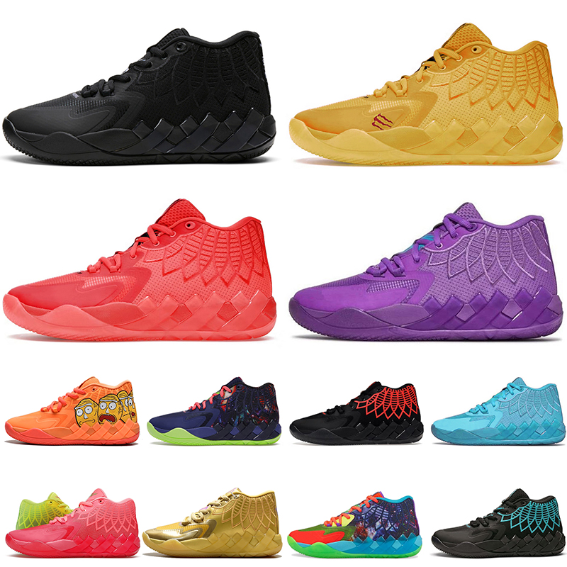 

2023 Authentic Mens Rick and Morty Basketball Shoes Black Red Blast Buzz Queen City Designer Fashion Lamelo Ball Mb.01 Galaxy Not From Here Trainers Sneakers Size 46, Color#1 black blast