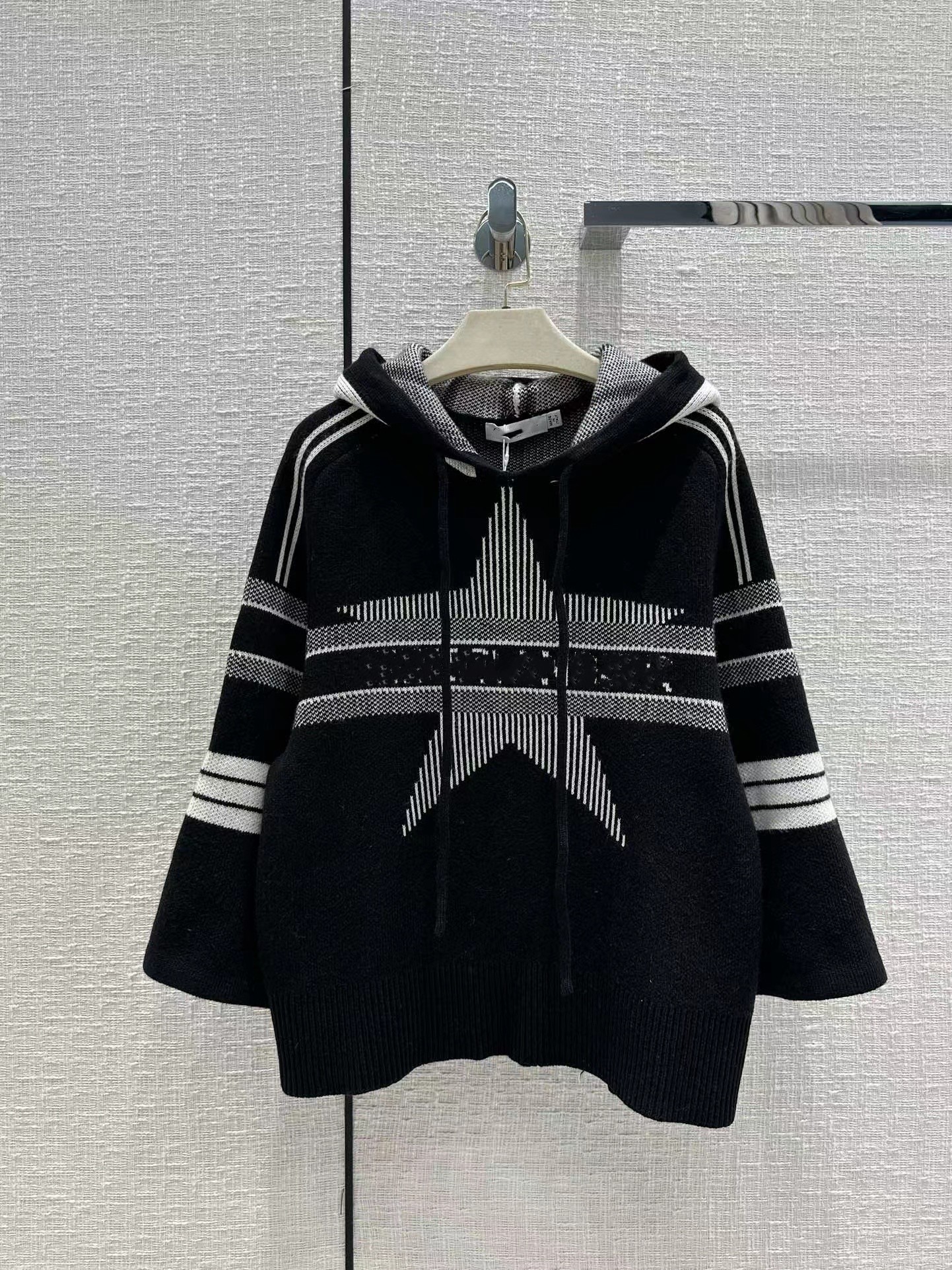 

Milan Runway Sweater 2023 New Spring Autumn Hooded Long Sleeves Women' Sweaters High End Jacquard Pullovers Women Designer Sweater 1124-15, Black