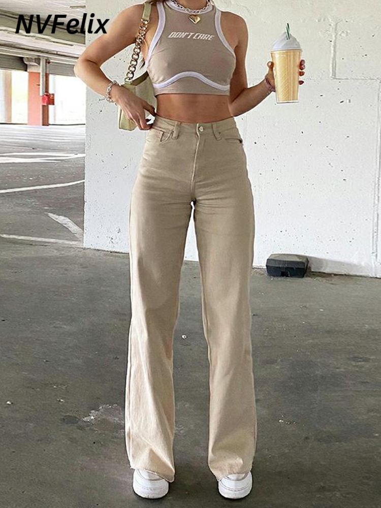 

Women's Jeans Fashion Loose For Women High Waist Stretch Wide Leg Femme Trousers Casual Comfort Denim Mom Pants Washed Jean 221123, Black