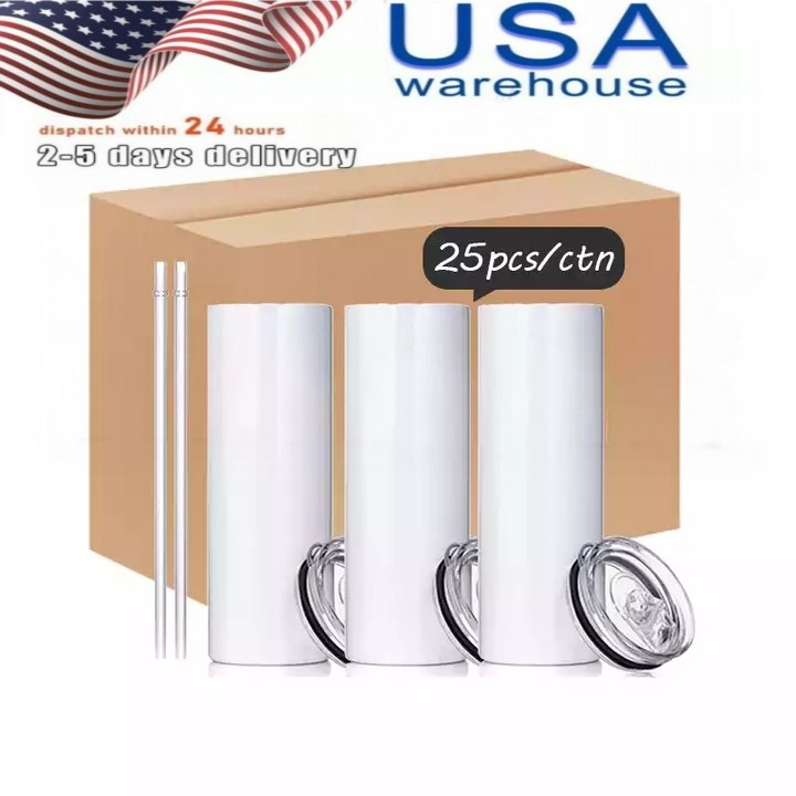 

25pc/Carton 20oz Sublimation Blanks Tumblers Straight Stainless Steel Insulated Cups Coffee Tea Mugs Portable Car Travel Water Bottles 2 Days Delivery From USA