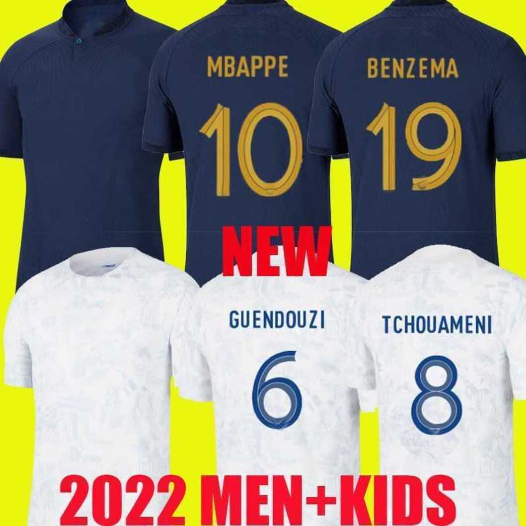 

Maillots de football 2022 World Cup Soccer Jerseys French BENZEMA Football shirts MBAPPE GRIEZMANN HERNANDEZ DEMBELE maillot foot kit top shirt MEN kids sets, 2022 home