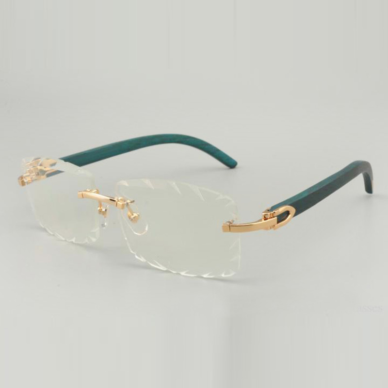 

blue wooden temple sunglass 8100915 with engraved colors lens and clear lens 56-mm