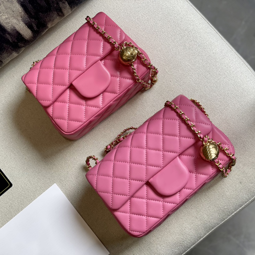 

Womens Square Crush Ball Flap Designer Bags Sheepskin Classic Mini Diamond Quilted Metal Hardware Leather Chain Crossbody Shoulder Purse French Handbags 17/20CM, Box