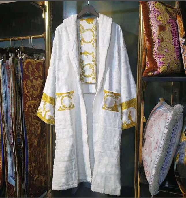 

Men's Sleepwear Mens Womens Home Robes Shawl Collar Cotton Soft Fluffy Designer Brand Luxury Vintage Bathrobe Pajamas Unisex Lovers Dressing sdfsdfsdf, White