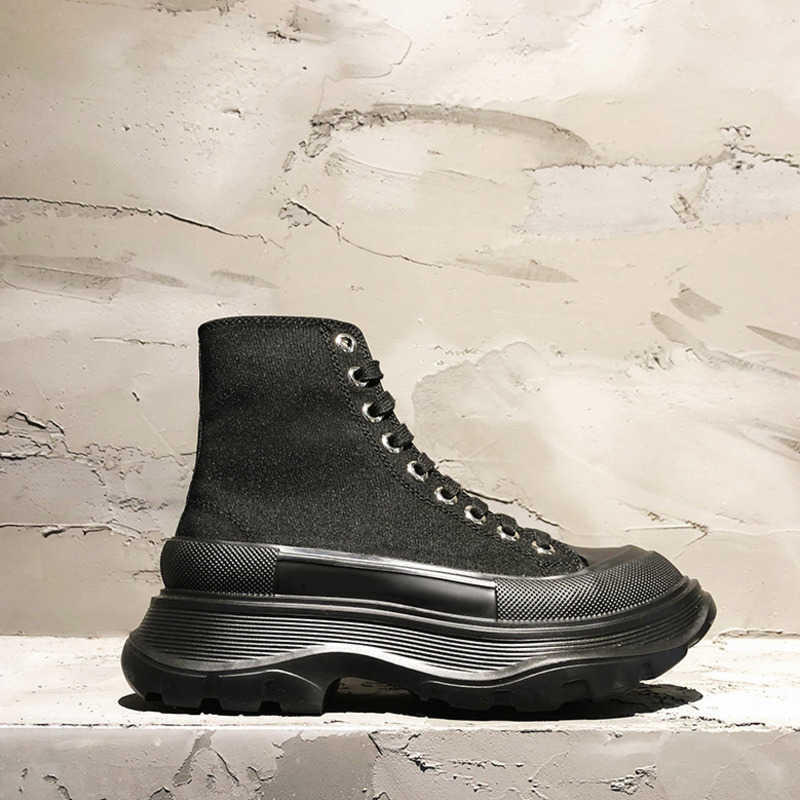 

Dress Shoes designer Mc canvas shoes Women's autumn 2022 new versatile high top dad men's muffin thick soled couple's white, Black and white gaobang