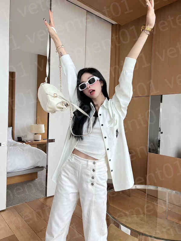 

Designer Blouse Brand Logo High Quality Cotton Long Sleeve Crew Neck Tops Fashion Letter Print Bowling Shirt Casual 2022 Blouse Office Womens Designer Clothing