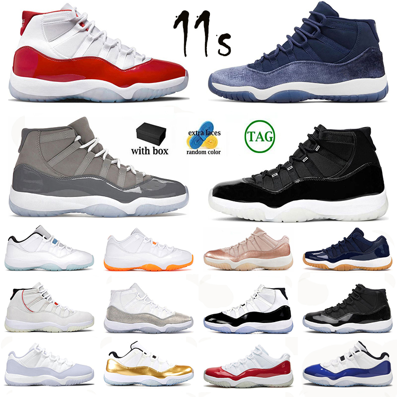 

With Box Basketball Shoes Men Women 11s Cherry Midnight Navy Prom Night 25th Anniversary Win Like 96 Bred Pure Violet Mens Trainers Sport Sneakers, 30