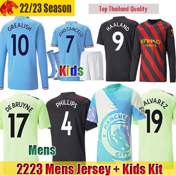 

22 23 HAALAND Soccer Jerseys MAN CITYs Esports DE BRUYNE 2022 GREALISH PHILLIPS MAHREZ FODEN GUNDOGAN Manchesters Football Shirt Mens Long Sleeve Jersey Kids Kit FIF, 2223 long away