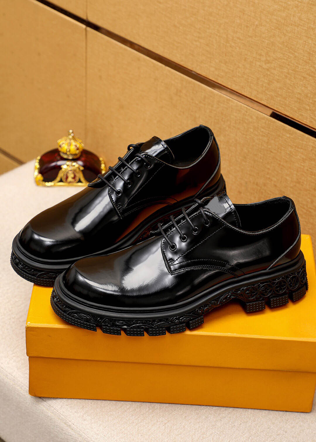 

2023 Men Trendy Brand Designer Dress Shoes Fashion Genuine Leather Wedding Prom Business Flats Men's Casual Oxford Shoes Size 38-45, Black 1