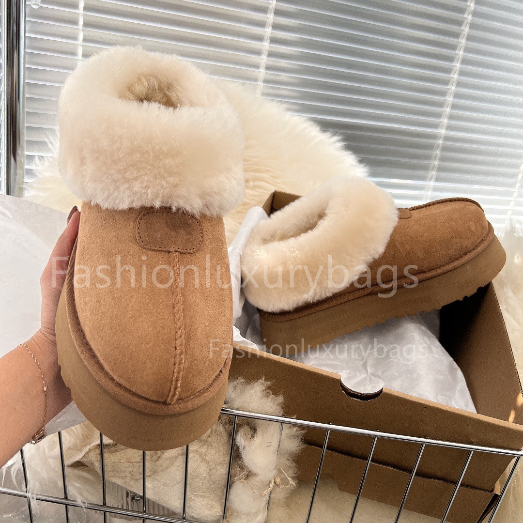 

Classic Platform Australian Slipper Designer Winter Warm Indoor Australia Sandals Slides Fluffy Mule Thick Bottom Real Leather Fur Boots 1134810Tarkett, Shoebox