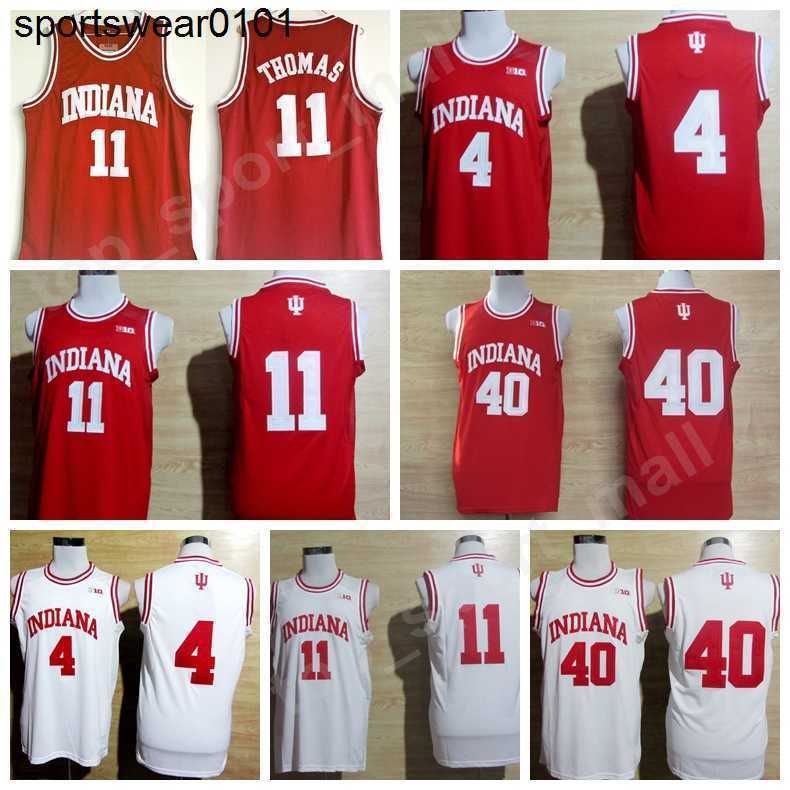 

College Basketball Indiana Hoosiers Jerseys University Isiah Thomas 11 Victor Oladipo Jersey 4 Cody Zeller 40 Red White Uniform Sport Sale, 40 white