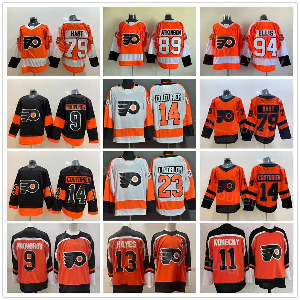 

Philadelphia Hockey Flyers 9 Ivan Provorov Jersey Reverse Retro 14 Sean Couturier 79 Carter Hart 13 Kevin Hayes 11 Travis Konecny 23 Oskar''Nhl''Shirt, Orange