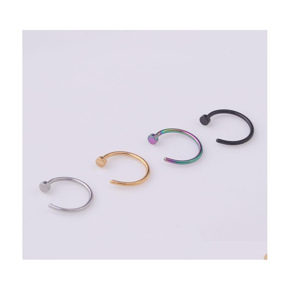 

Nose Rings Studs 6/8/10Mm Punk Stainless Steel Fake Nose Ring C Clip Lip Earring Helix Rook Tragus Faux Septum Body Piercing Jewel Dhuli