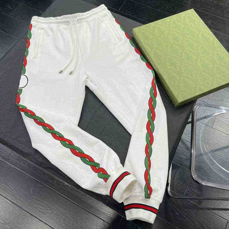 

Ribbon Fried Dough Twist Drawstring Guard Pants Men' And Women' Elastic Waist Pants, White8