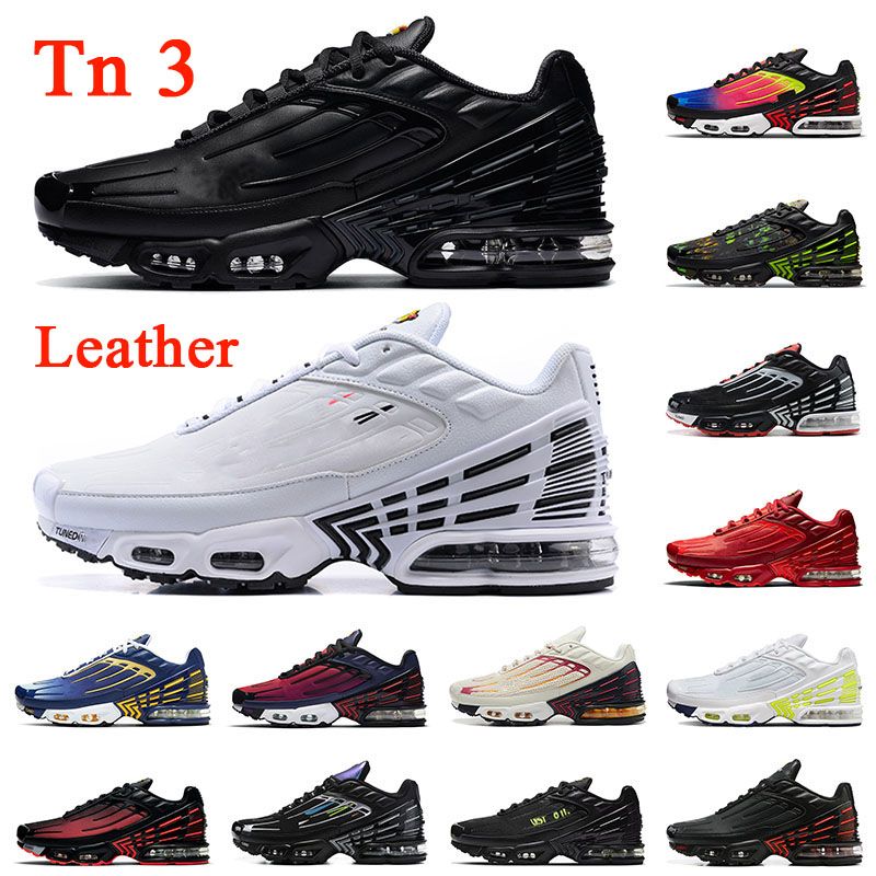 

Tn plus 3 leather running shoes winter fashion outdoor jogging walking sports sneakers mens womens top low mesh triple white and black volt green university blue shoe, A31 39-45 leather triple white