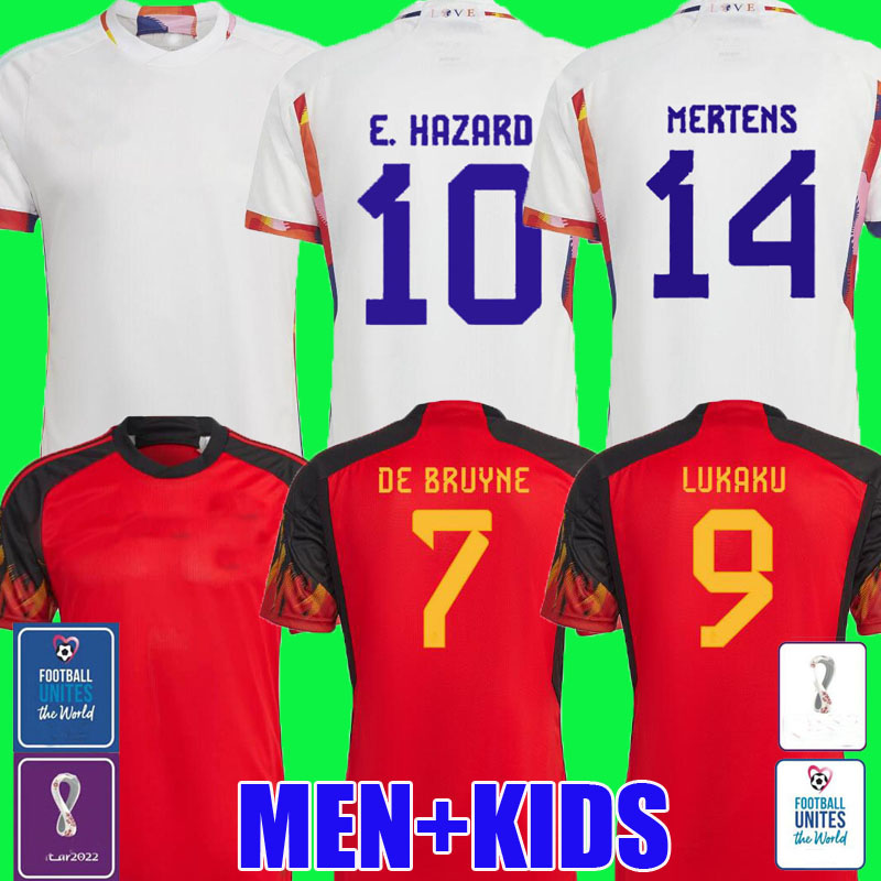 

FANS player BELGIUM 2022 World Cup soccer jerseys National Team DE BRUYNE HAZARD COURTOIS LUKAKU TIELEMANS DOKU 22 23 Batshuayi WOMEN men kidS set Football Shirt Kits, Home player+wc patch